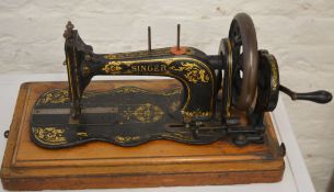 Singer 12k fiddle sewing machine and a reproduction Bull Durham tobacco sign (not pictured)