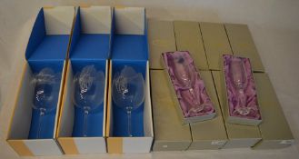 Ex shop stock - Glass giftware including 3 large 850ml wine goblets and 10 champagne flutes