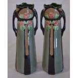 Pair of Eichwald floral decorated vases marked 972/4 H 29 cm