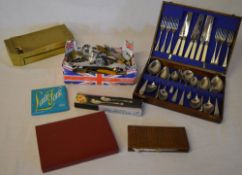 Box of mixed cutlery including silver plate