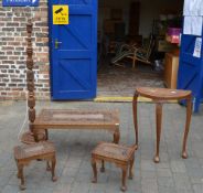 Indian carved coffee tables, demi lune table,