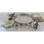 Assorted silver plate inc toast rack,