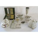 Selection of silver plate inc jugs and condiment set