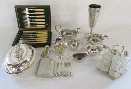 Selection of silver plate inc jugs and condiment set