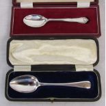 2 cased silver teaspoon/christening spoon Sheffield 1916 weight 0.85 ozt & Sheffield 1970 weight 0.