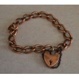 9ct rose gold padlock bracelet, total approx weight 19.