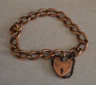 9ct rose gold padlock bracelet, total approx weight 19.