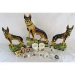 Assorted ceramics inc Alsatian dogs and crested china