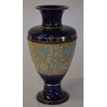 Large blue Doulton Lambeth vase H 33 cm