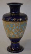 Large blue Doulton Lambeth vase H 33 cm