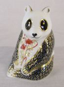 Royal Crown Derby paperweight of a panda with gold stopper