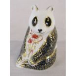 Royal Crown Derby paperweight of a panda with gold stopper