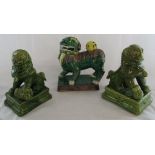 Pair of Oriental sitting foo dogs & a standing foo dog/guardian lion