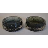 Pair of Whitefriars style textured glass ashtrays