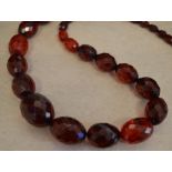 Bakelite cherry amber style faceted beaded necklace