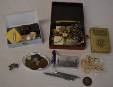 Large quantity of costume jewellery, old coins,