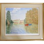 Limited edition etching 90/150 with aquatint 'Lakeside Mooring' by Stephen Whittle (b.