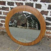 Teak effect circular mirror D 60 cm