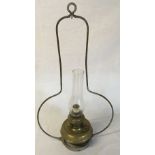 Victorian brass hanging paraffin lamp