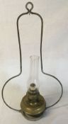 Victorian brass hanging paraffin lamp