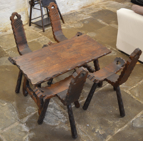 Childs size rustic table and 4 chairs