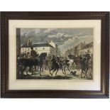 David N Robinson collection - Framed pring of A Horse Fair at Horncastle by Sheldon-Williams 69cm