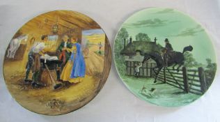 2 large hand painted Burleigh ware chargers - 5564 Gretna Green & 5331 Dick Turpin D 40 cm