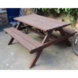 Large wooden picnic table L 152 cm