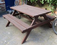 Large wooden picnic table L 152 cm