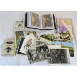 Postcard album and assorted loose cards inc topographical