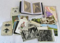 Postcard album and assorted loose cards inc topographical