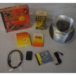 CD player, board game, VHS set,