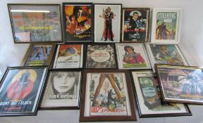 15 framed small film style posters mainly James Bond