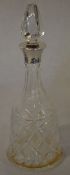 Silver collared glass decanter