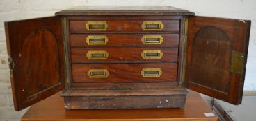 19th century travelling silversmiths / jewelers / watchmakers four drawer lockable cabinet,