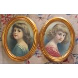 2 gilt framed portrait prints