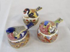 Royal Crown Derby paperweights of Nesting Chaffinch,