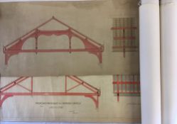 David N Robinson collection - Architectural drawings of the proposed new roof at Wragby Church 1908