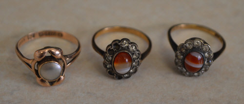 9ct gold ring and 2 9ct gold & silver rings, total approx weight 5.