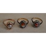 9ct gold ring and 2 9ct gold & silver rings, total approx weight 5.