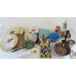 Box of kitchenalia etc inc bargeware, candle lamp,