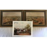 2 framed copies of Brown's Panorama of Louth & unframed copy of Horncastle Horse Fair