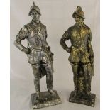 2 plaster Conquistador figures (af) H 66 cm