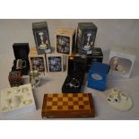 Ex shop stock - Pewter giftware including tankards, chess set, miniature tea set,