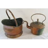 Copper kettle and a coal scuttle