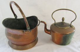 Copper kettle and a coal scuttle