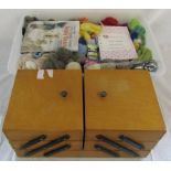 Container of needle felting inc tools, wools,