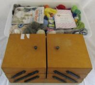 Container of needle felting inc tools, wools,