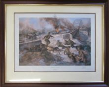 Signed print by Alex Fearnley 'A bridge at Arnhem' 71 cm x 58 cm