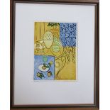 Henri Matisse lithographic print 'Interieur jaune et bleue' (yellow and blue interior) printed by